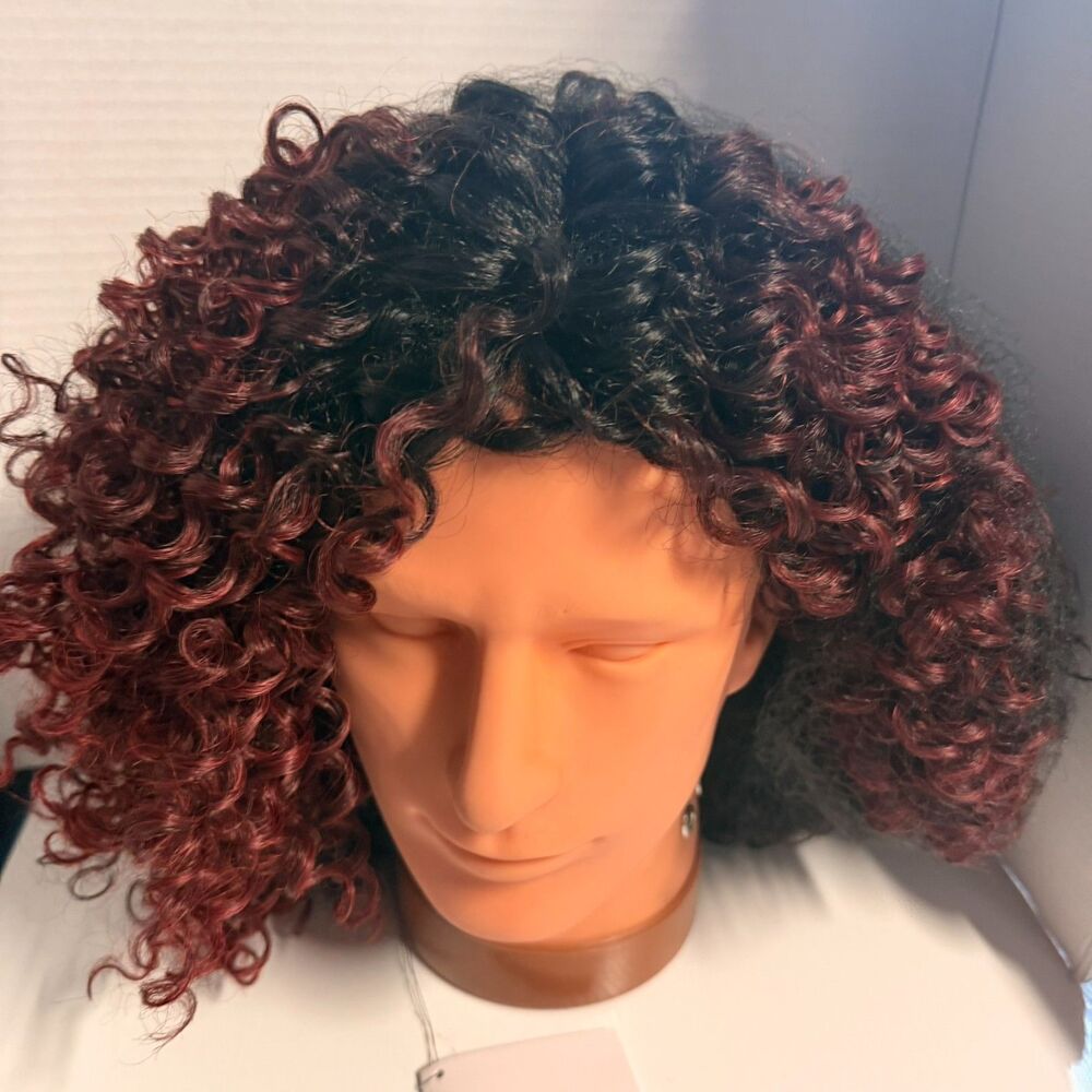 Kim Kimble Makayla Wig Average Tru2Life Curly Synthetic Sangria Dark Red Women